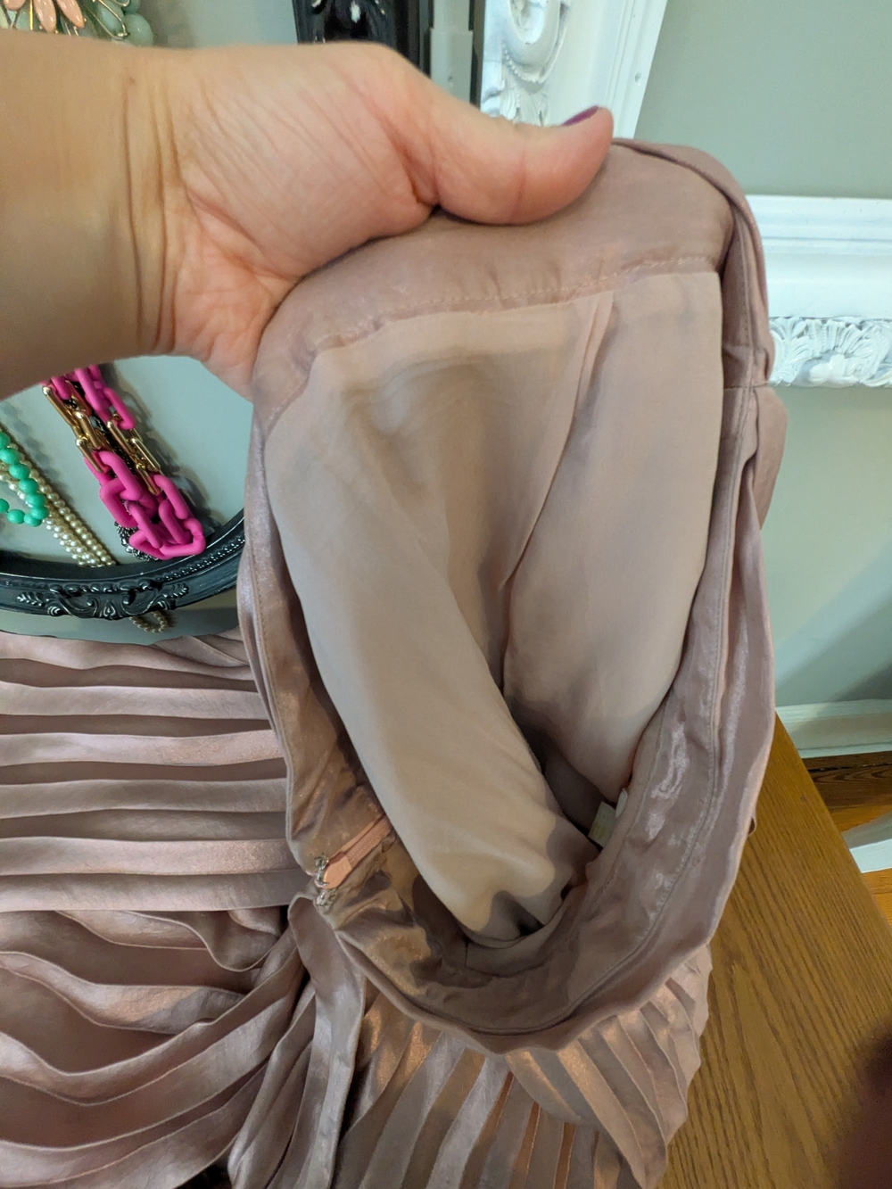 Anthropologie Maeve Dusty Rose Asymmetrical Pleated Midi Skirt - Picture 12 of 16